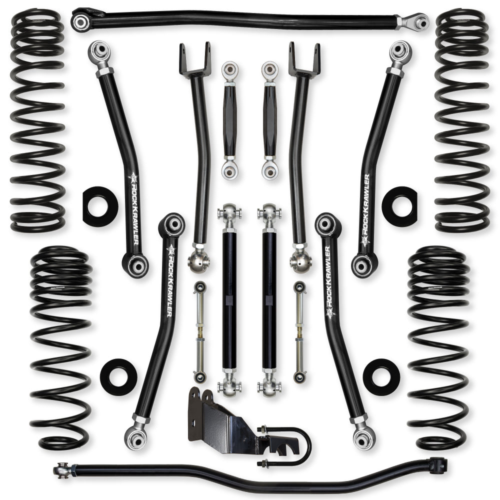 3.5 Inch X-Factor No Limits Mid-Arm Suspension System for Jeep Wrangler JLU Gas Models With No Shocks Rock Krawler