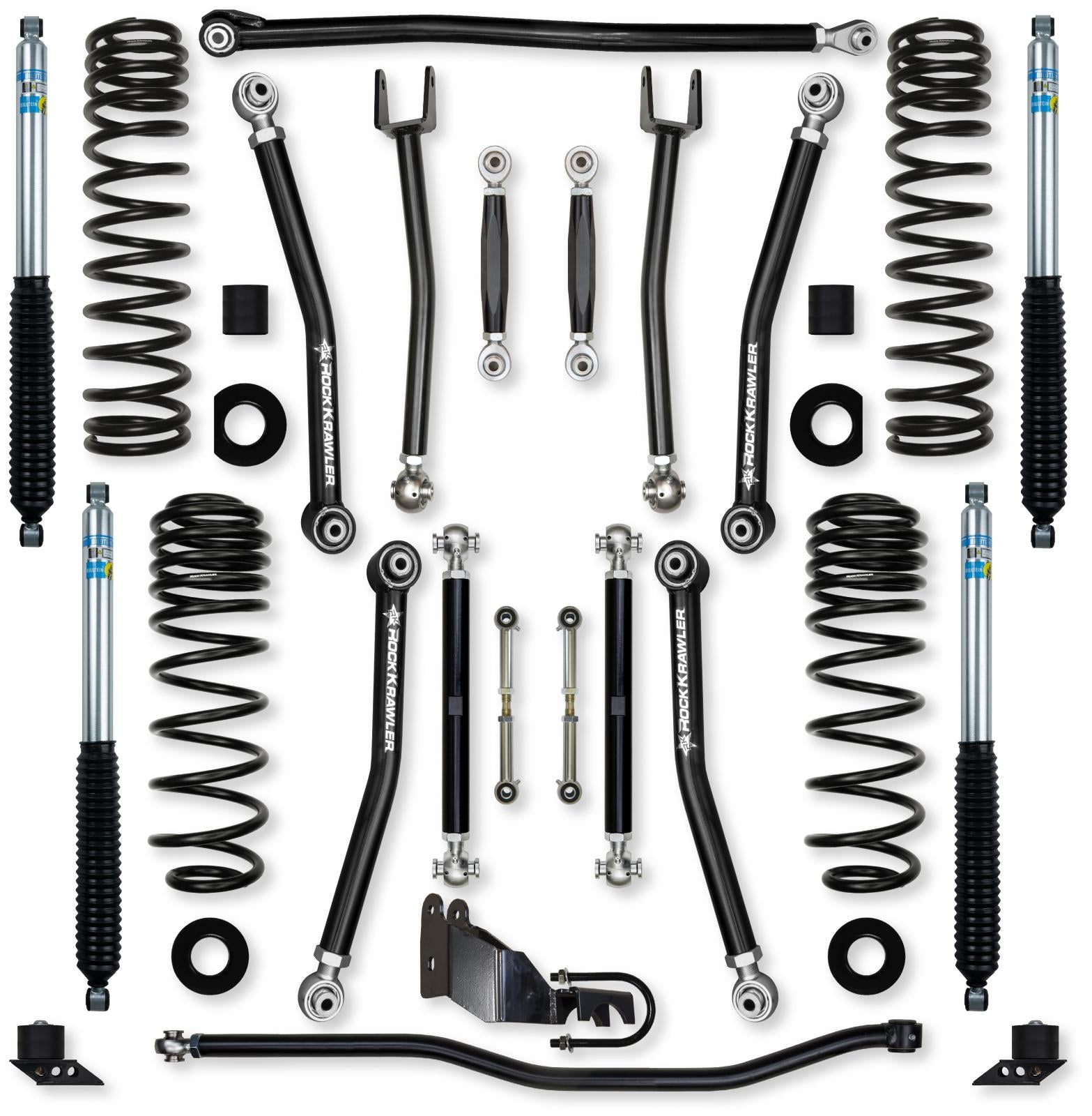 3.5 Inch X-Factor No Limits Mid-Arm Suspension System for Jeep Wrangler JLU Diesel Models With Bilstein Shocks Rock Krawler