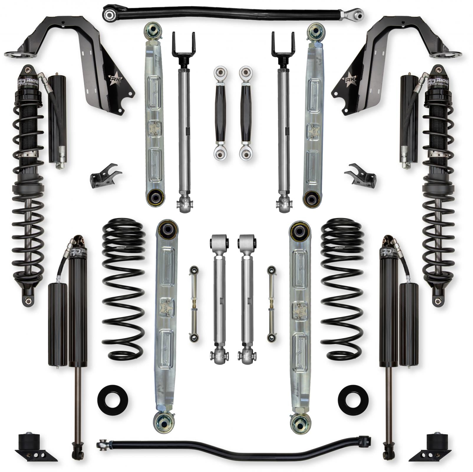 3.5 Inch X-Factor Pro Elite Coilover No Limits Mid-Arm Suspension System for Jeep Wrangler JLU 392 Models Comp Stage 1 Rock Krawler