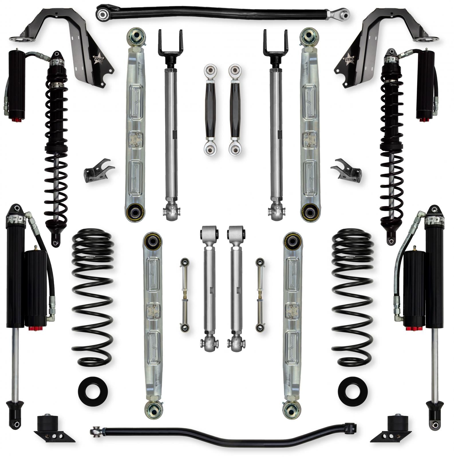 3.5 Inch X-Factor Pro Elite Coilover No Limits Mid-Arm Suspension System for Jeep Wrangler JLU 392 Models Comp System Stage 2 Rock Krawler