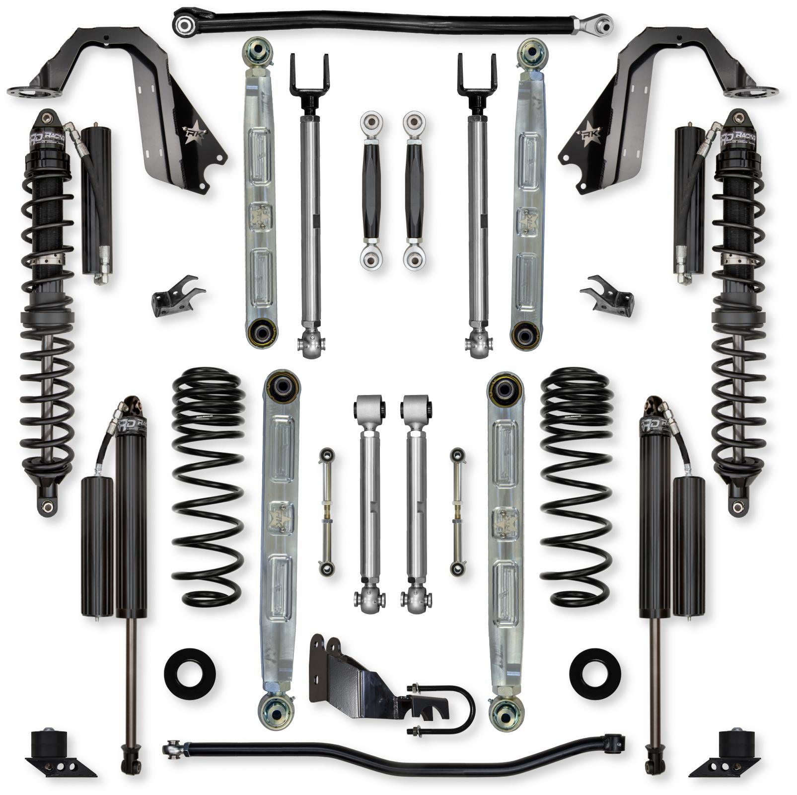3.5 Inch X-Factor Pro Elite Coilover No Limits Mid-Arm System for Jeep Wrangler JLU Diesel Models Comp Stage 1 Rock Krawler