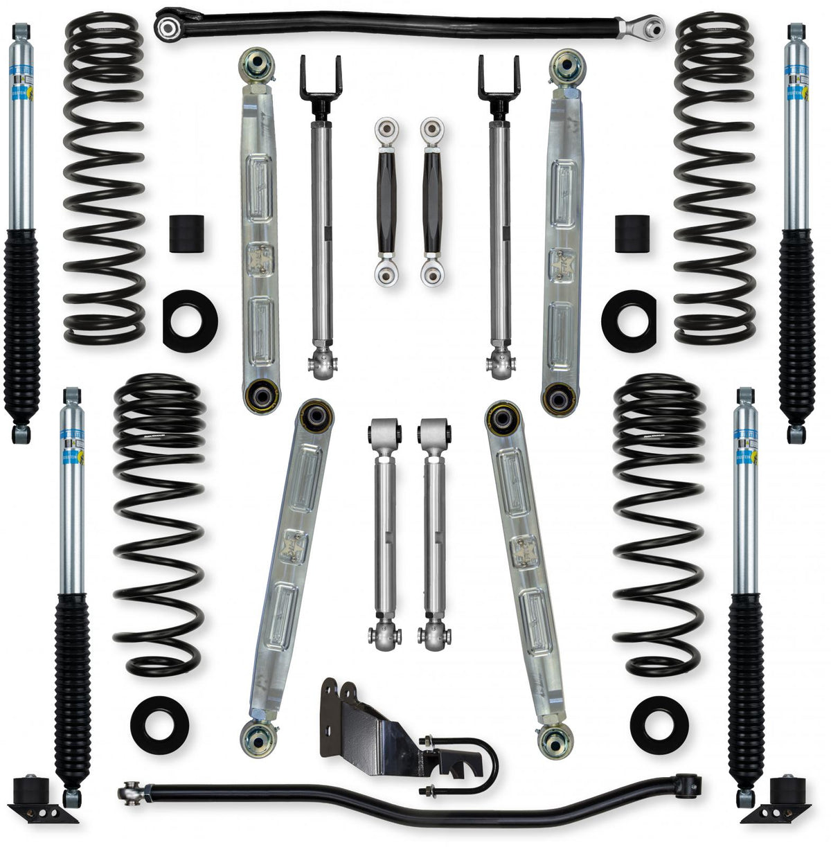 3.5 Inch X-Factor Pro Elite No Limits Mid-Arm Suspension System for Jeep Wrangler JLU 4XE Models With Bilstein Shocks Rock Krawler