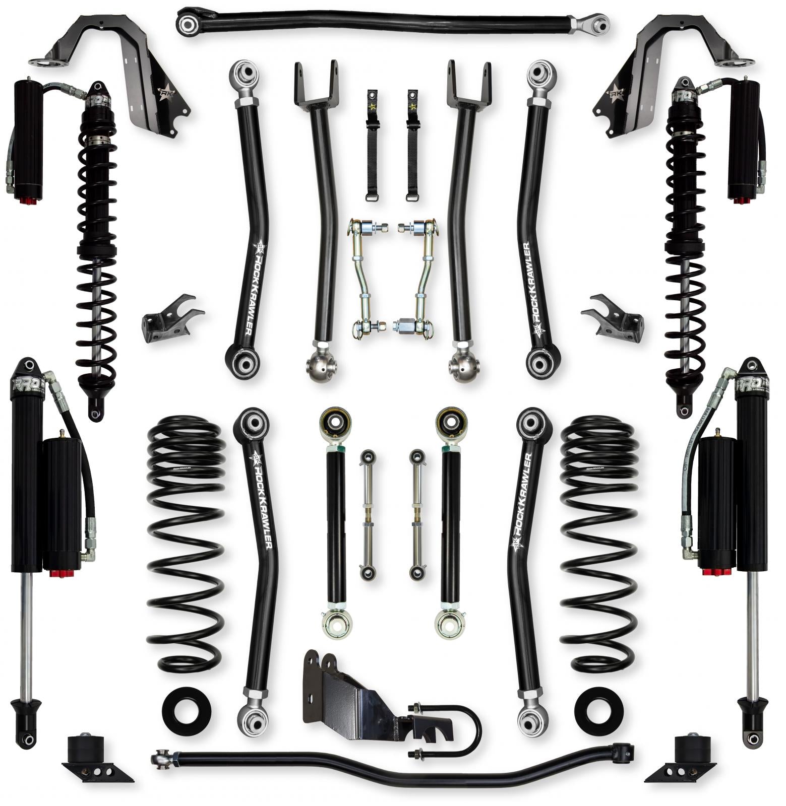 3.5 Inch X-Factor Coilover Mid-Arm Suspension System for Jeep Wrangler JLU 4XE Models Comp System Stage 2 Rock Krawler
