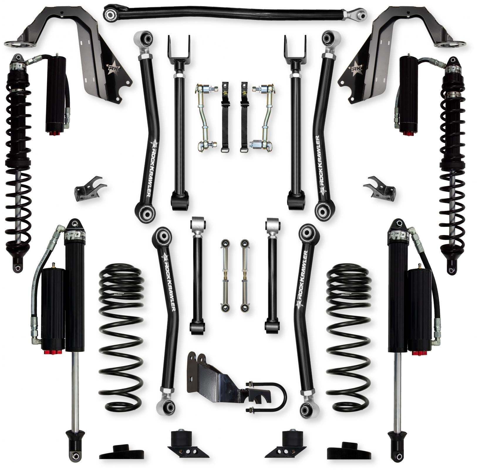4.5 Inch Adventure X Coilover Mid-Arm Suspension System for Jeep Wrangler JLU Gas Models Comp System Stage 2 Rock Krawler