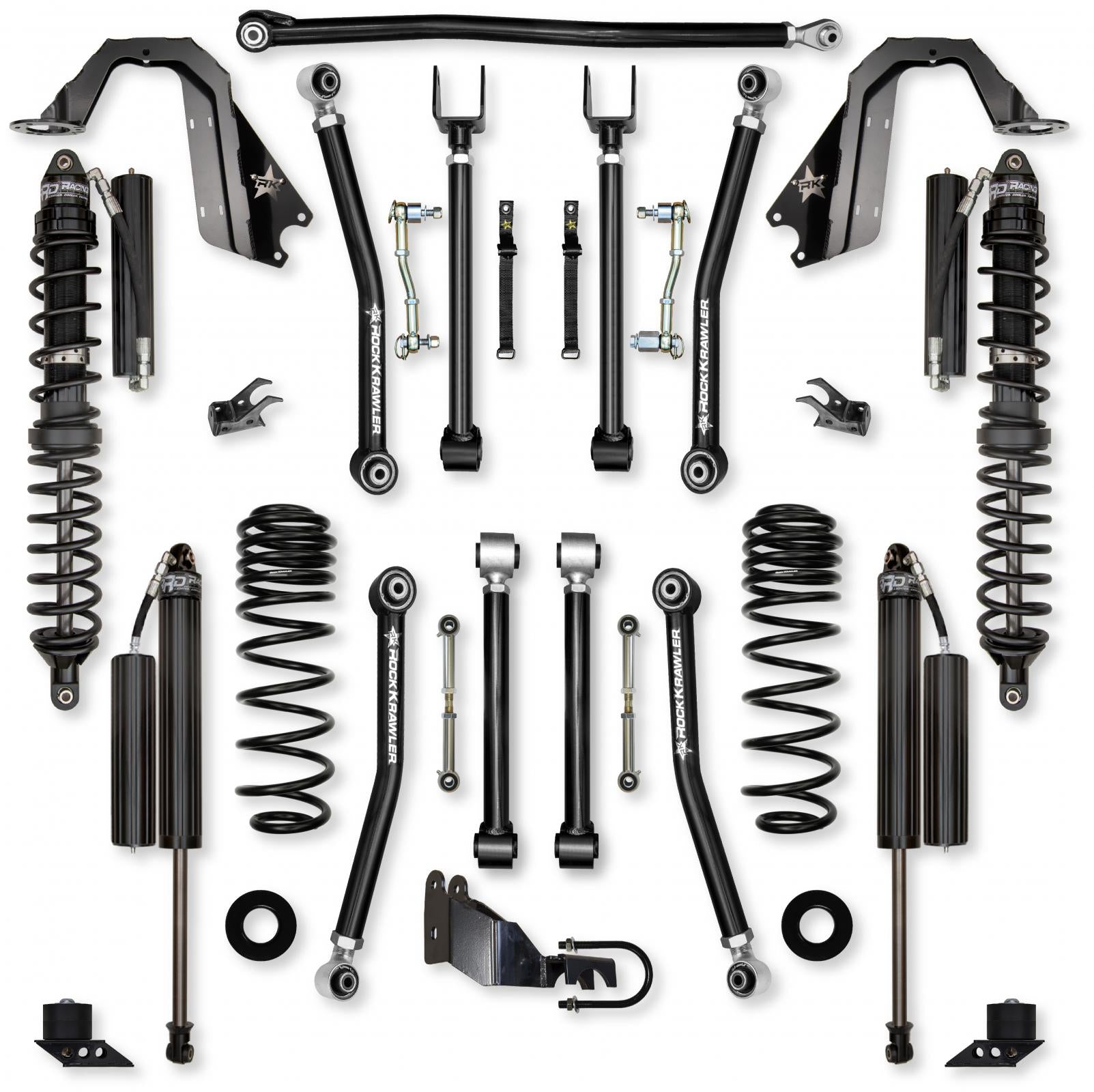 4.5 Inch Adventure X Coilover Mid-Arm Suspension System for Jeep Wrangler JLU 4XE Models Comp Stage 1 Rock Krawler
