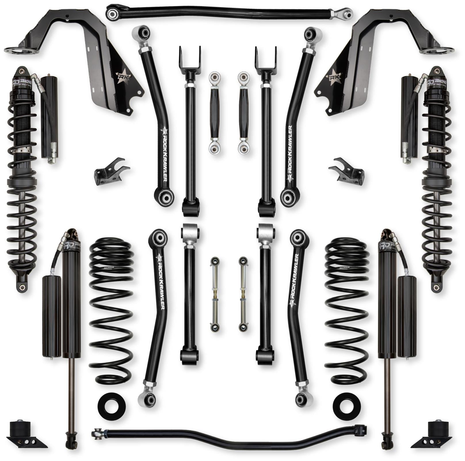 4.5 Inch Adventure X Coilover No Limits Mid-Arm Suspension System for Jeep Wrangler JLU 392 Models Comp Stage 1 Rock Krawler