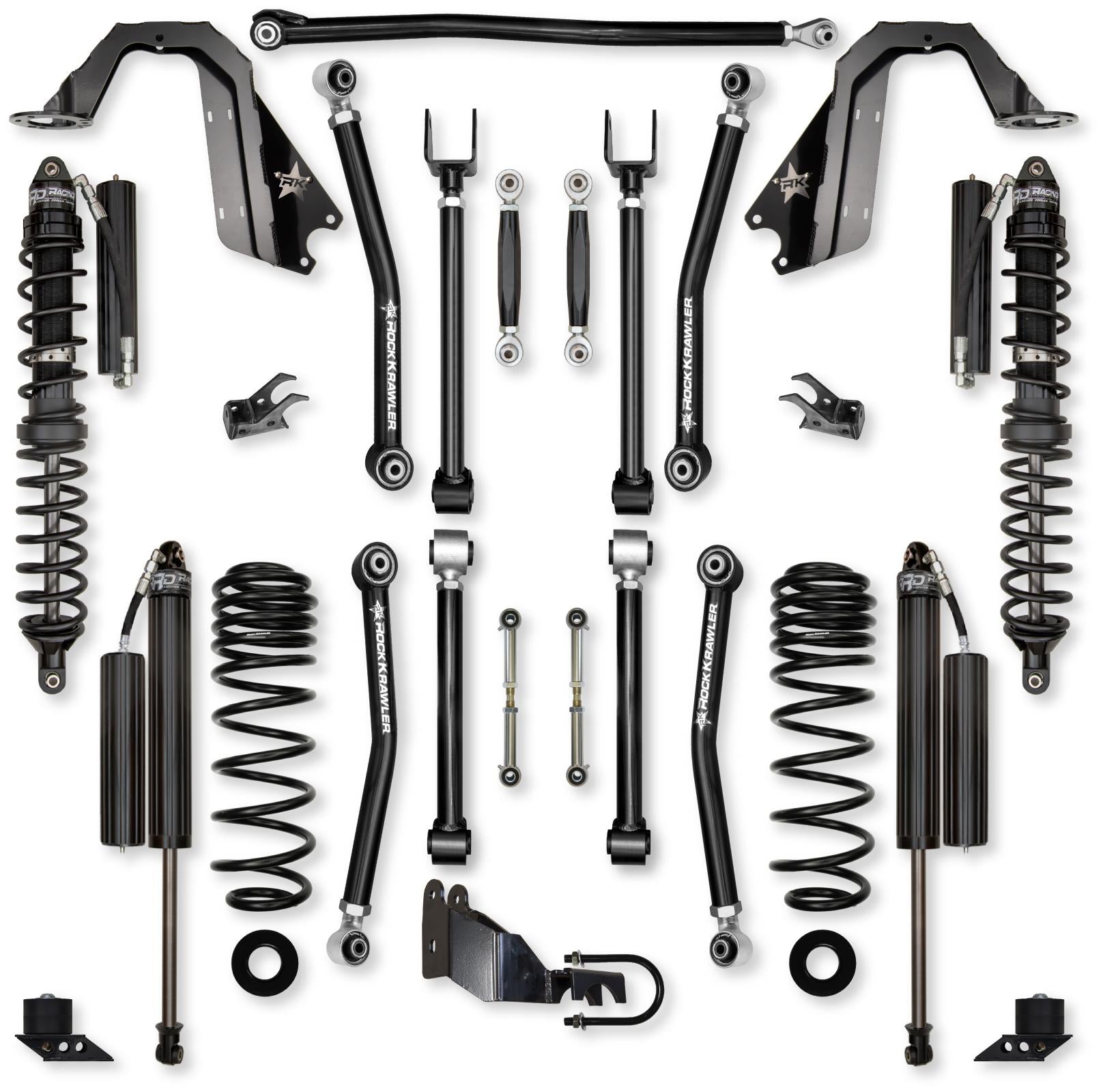 4.5 Inch Adventure X Coilover No Limits Mid-Arm Suspension System for Jeep Wrangler JLU Diesel Models Comp Stage 1 Rock Krawler