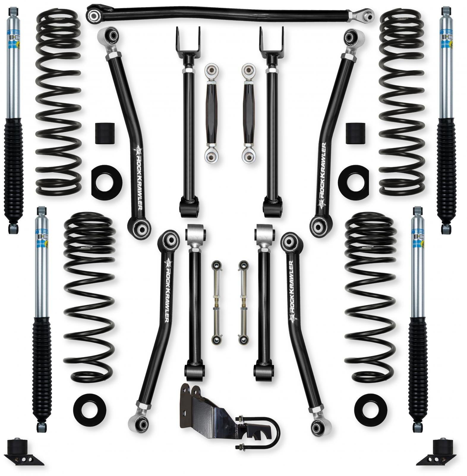 4.5 Inch Adventure X No Limits Mid-Arm Suspension System for Jeep Wrangler JLU 4XE Models With Bilstein Shocks Rock Krawler