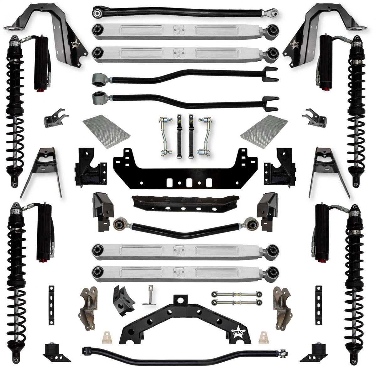 4.5 Inch Adventure X2 Pro Elite Coilover Long-Arm Suspension System for Jeep Wrangler JL Gas Models Trail Runner System Stage 2 Rock Krawler