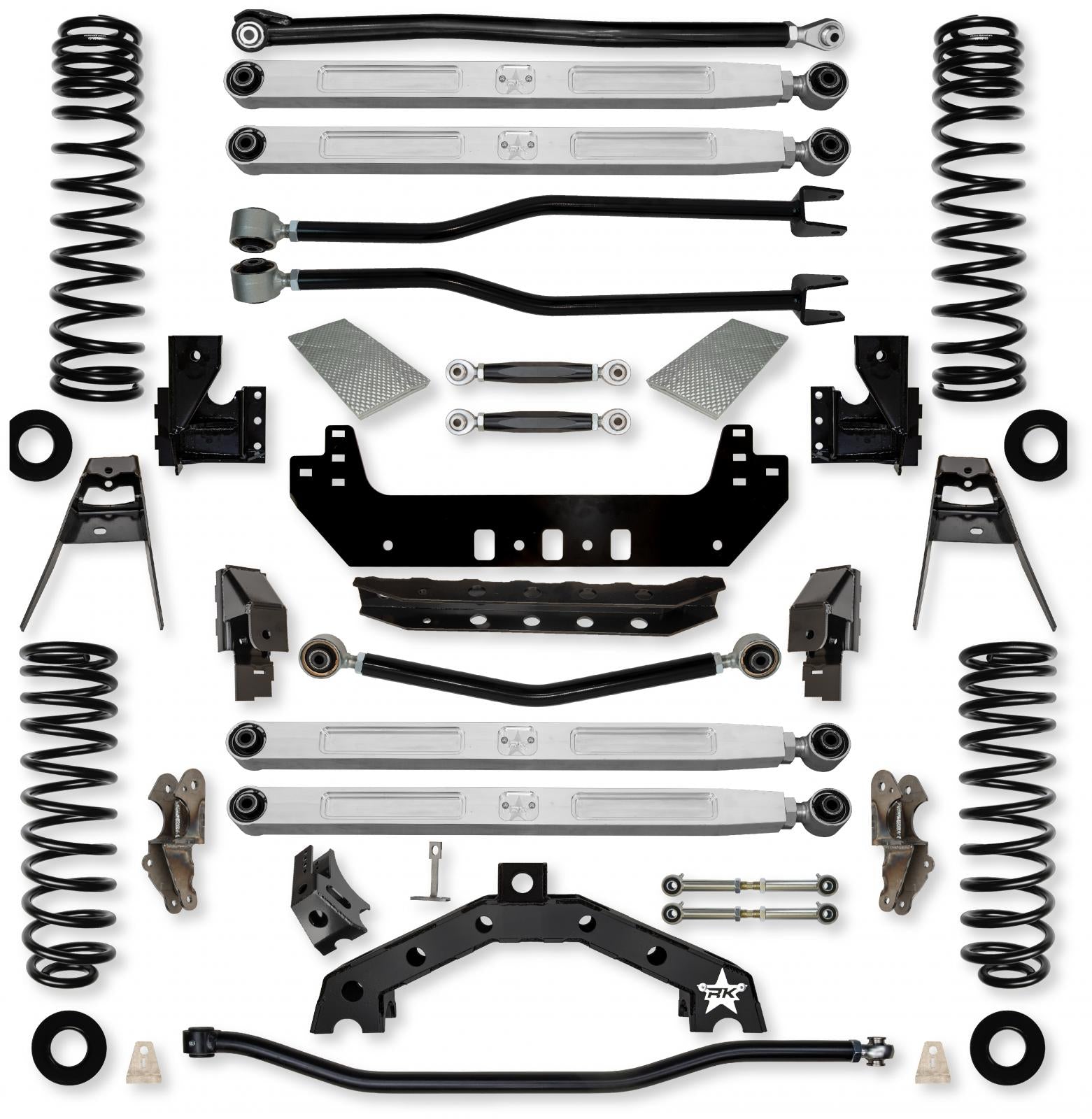 4.5 Inch Adventure X2 Pro Elite No Limits Long-Arm Suspension System for Jeep Wrangler JLU Diesel Models With No Shocks Rock Krawler