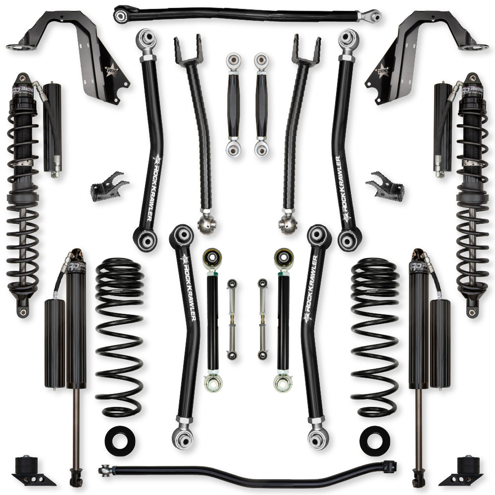 4.5 Inch X-Factor Coilover No Limits Mid-Arm Suspension System for Jeep Wrangler JLU 392 Models Comp Stage 1 Rock Krawler