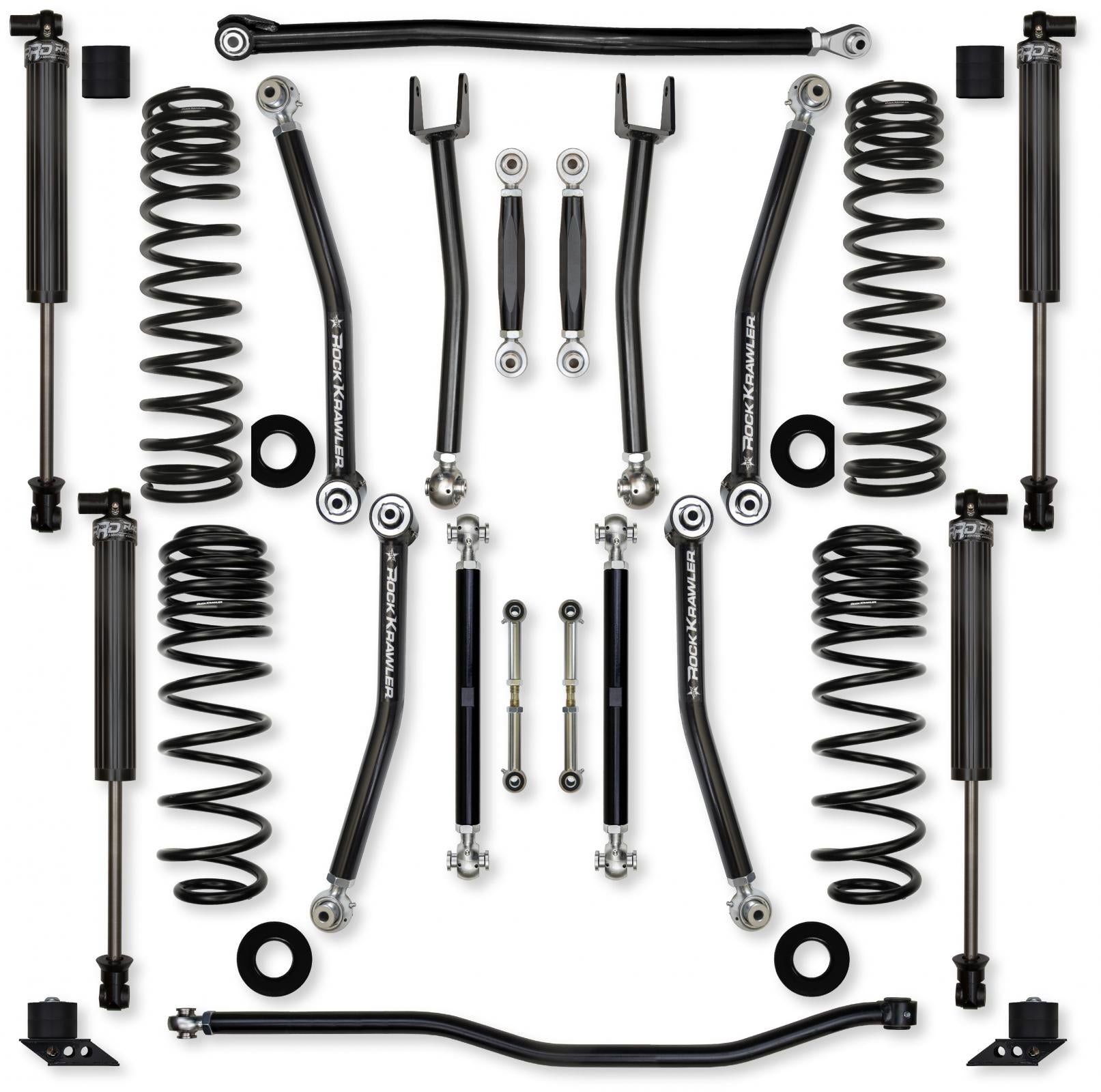 4.5 Inch X-Factor No Limits Mid-Arm Suspension System for Jeep Wrangler JLU 392 Models Comp Stage 1 With IFP Shocks Rock Krawler