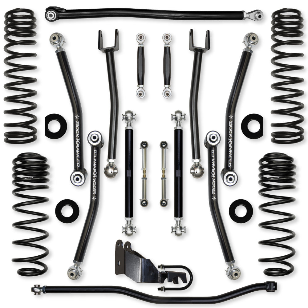 4.5 Inch X-Factor No Limits Mid-Arm Suspension System for Jeep Wrangler JLU Diesel Models Comp Stage 1 With No Shocks Rock Krawler