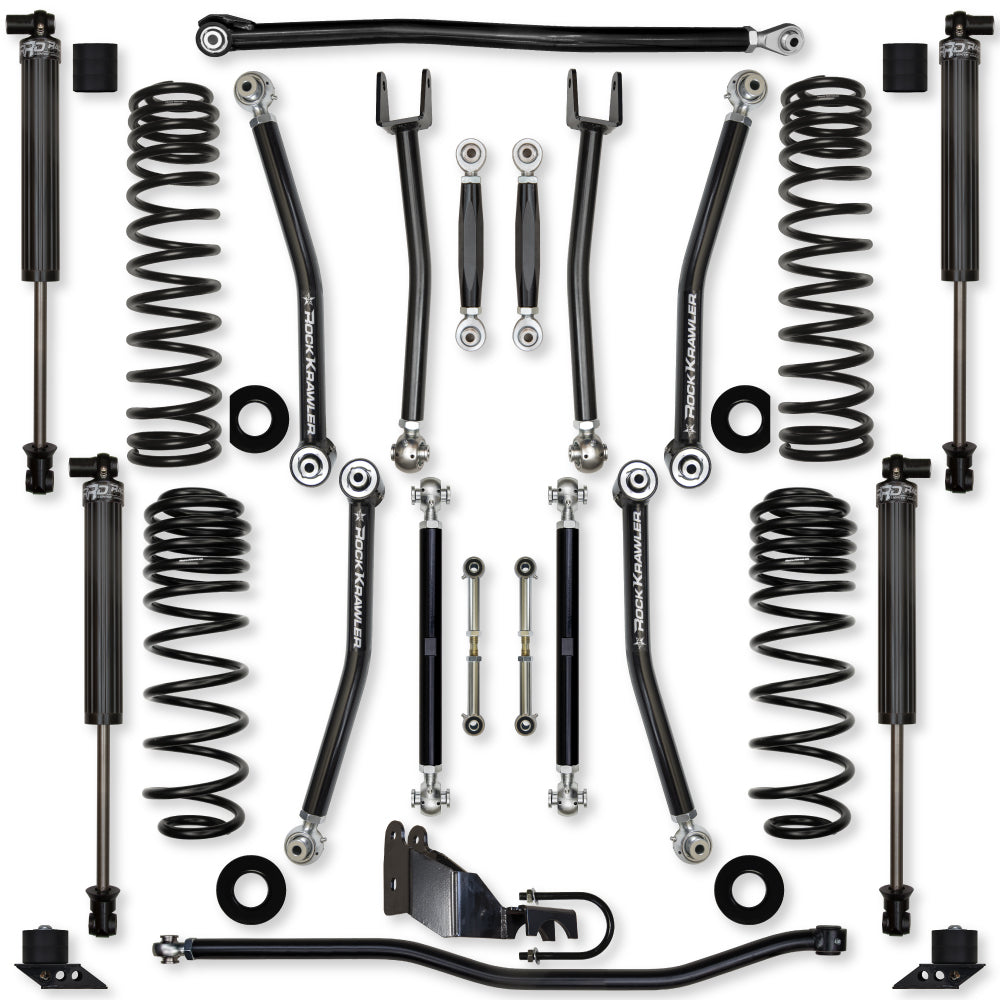 4.5 Inch X-Factor No Limits Mid-Arm Suspension System for Jeep Wrangler JLU Diesel Models Comp Stage 1 With IFP Shocks Rock Krawler