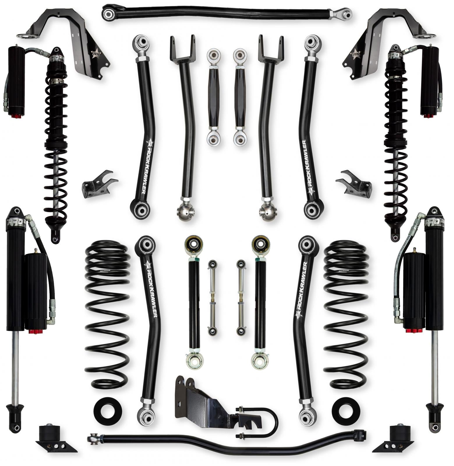 4.5 Inch X-Factor No Limits Mid-Arm Suspension System for Jeep Wrangler JLU 4XE Models Comp System Stage 2 Rock Krawler
