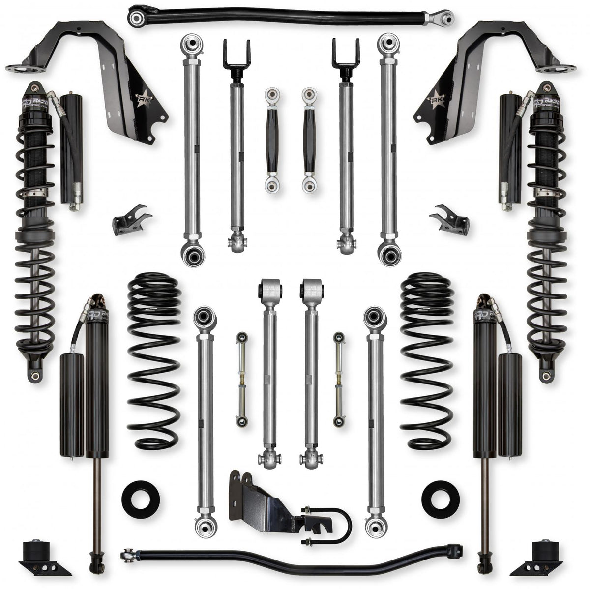 4.5 Inch X-Factor PRO Coilover No Limits Mid-Arm Suspension System for Jeep Wrangler JL Gas Models Comp Stage 1 Rock Krawler
