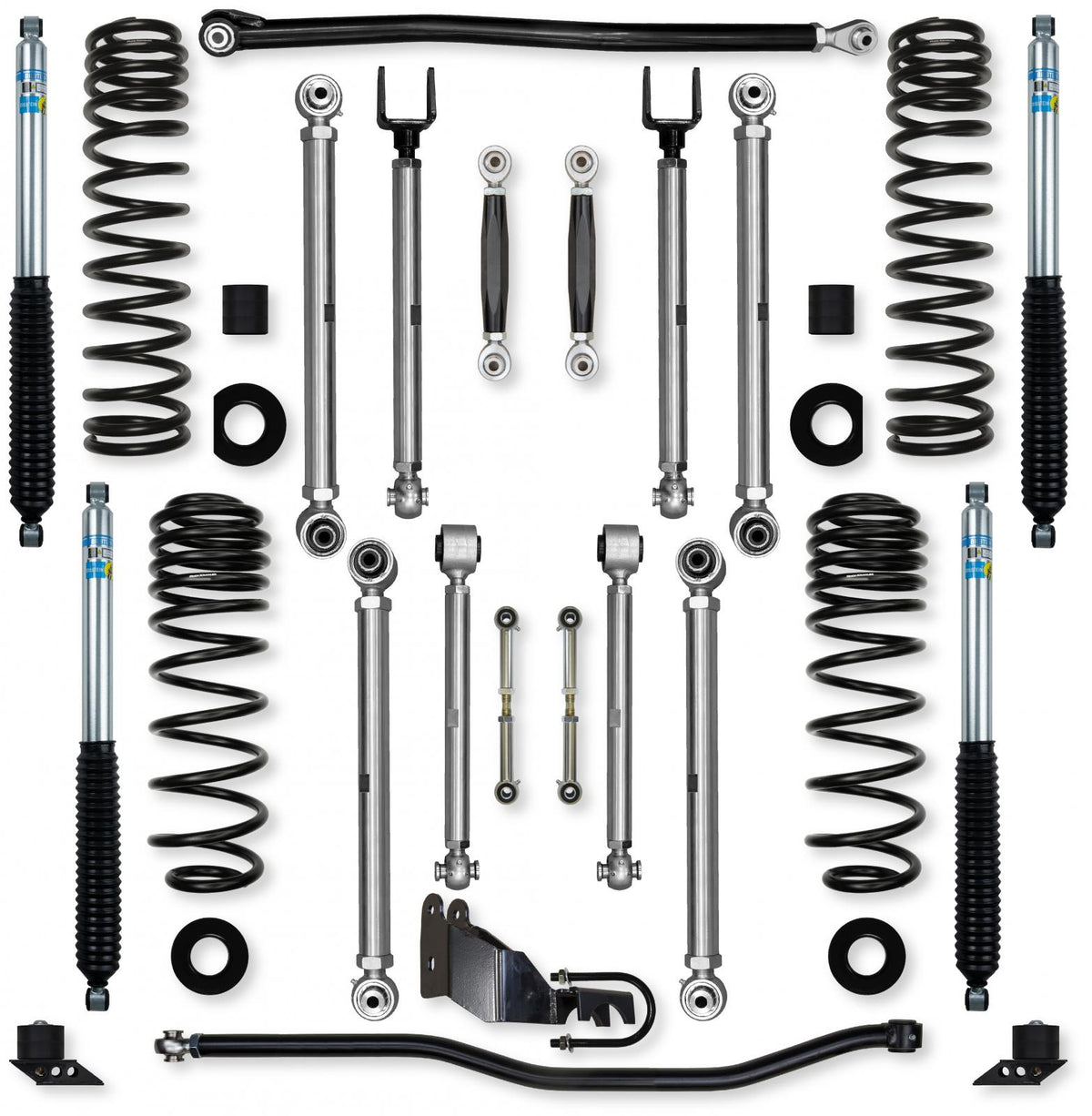 4.5 Inch X-Factor PRO No Limits Mid-Arm Suspension System for Jeep Wrangler JLU Gas Models With Bilstein Shocks Rock Krawler