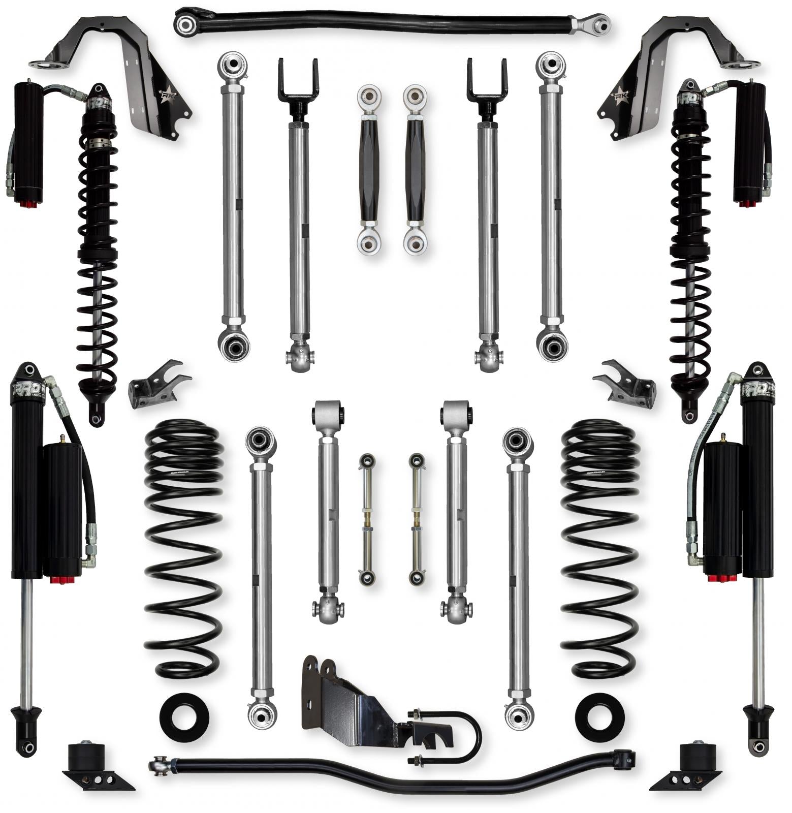 4.5 Inch X-Factor PRO Coilover No Limits Mid-Arm System for Jeep Wrangler JLU Diesel Models Comp System Stage 2 Rock Krawler