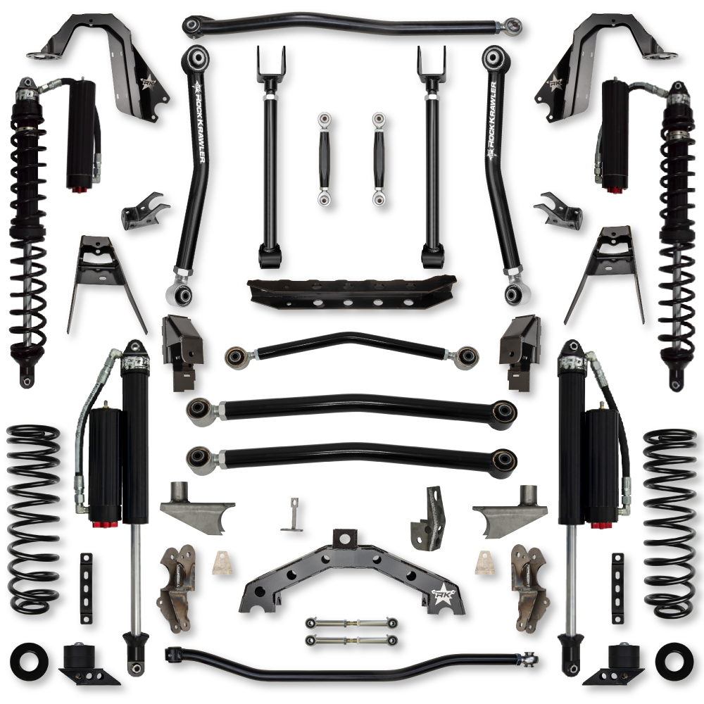 4.5 Inch T-Rex Coilover w/ 6 Inch Rear Stretch No Limits Hybrid System For Jeep Wrangler JL Rock Krawler