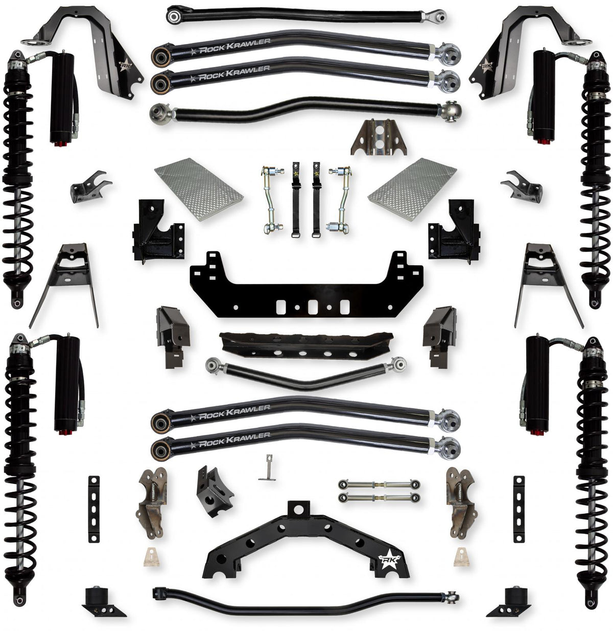 4.5 Inch X-Factor X2 Coilover Long-Arm Suspension System for Jeep Wrangler JL Gas Models Trail Runner System Stage 2 Rock Krawler