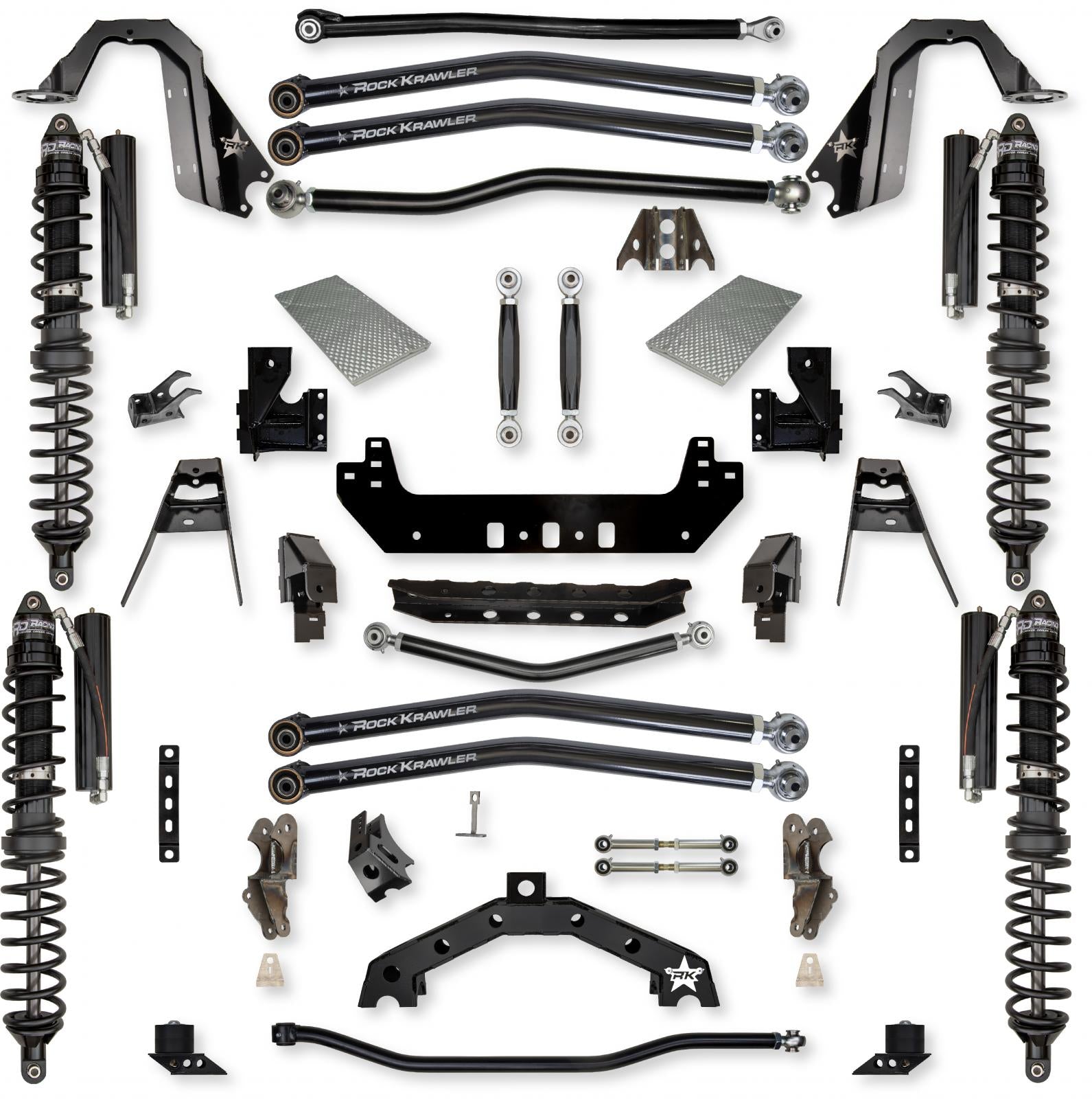 4.5 Inch X-Factor X2 Coilover No Limits Long-Arm Suspension System for Jeep Wrangler JLU Gas Models Trail Runner System Stage 1 Rock Krawler