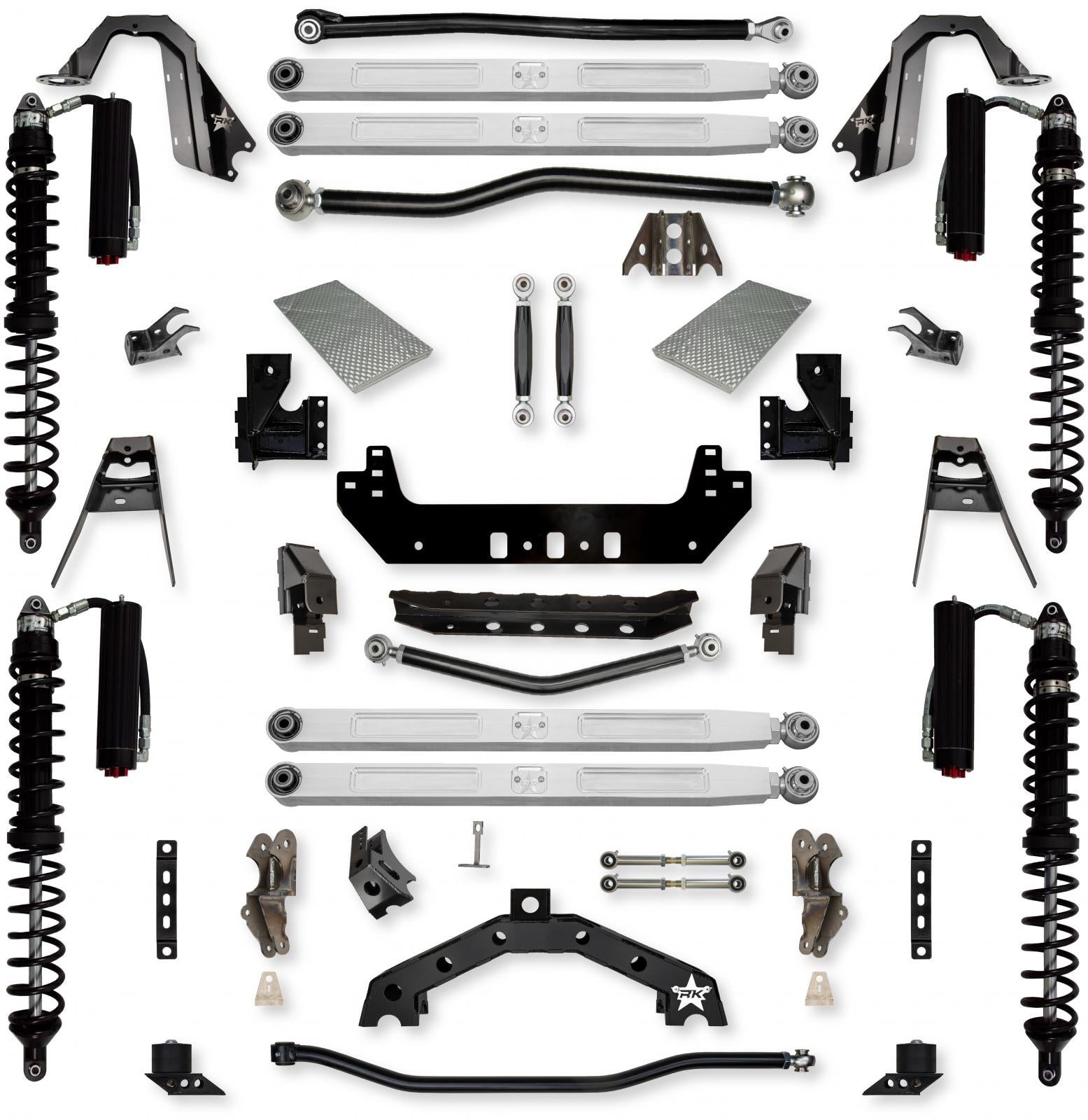 4.5 Inch X-Factor X2 Pro Elite Coilover No Limits Long-Arm Suspension System for Jeep Wrangler JL Gas Models Trail Runner System Stage 2 Rock Krawler