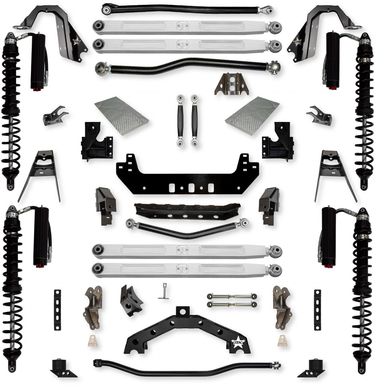 4.5 Inch X-Factor X2 Pro Elite Coilover No Limits Long-Arm Suspension System for Jeep Wrangler JLU Gas Models Trail Runner System Stage 2 Rock Krawler