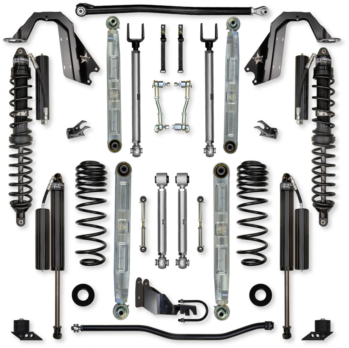 4.5 Inch X-Factor Pro Elite Coilover Mid-Arm Suspension System for Jeep Wrangler JLU Gas Models Comp Stage 1 Rock Krawler