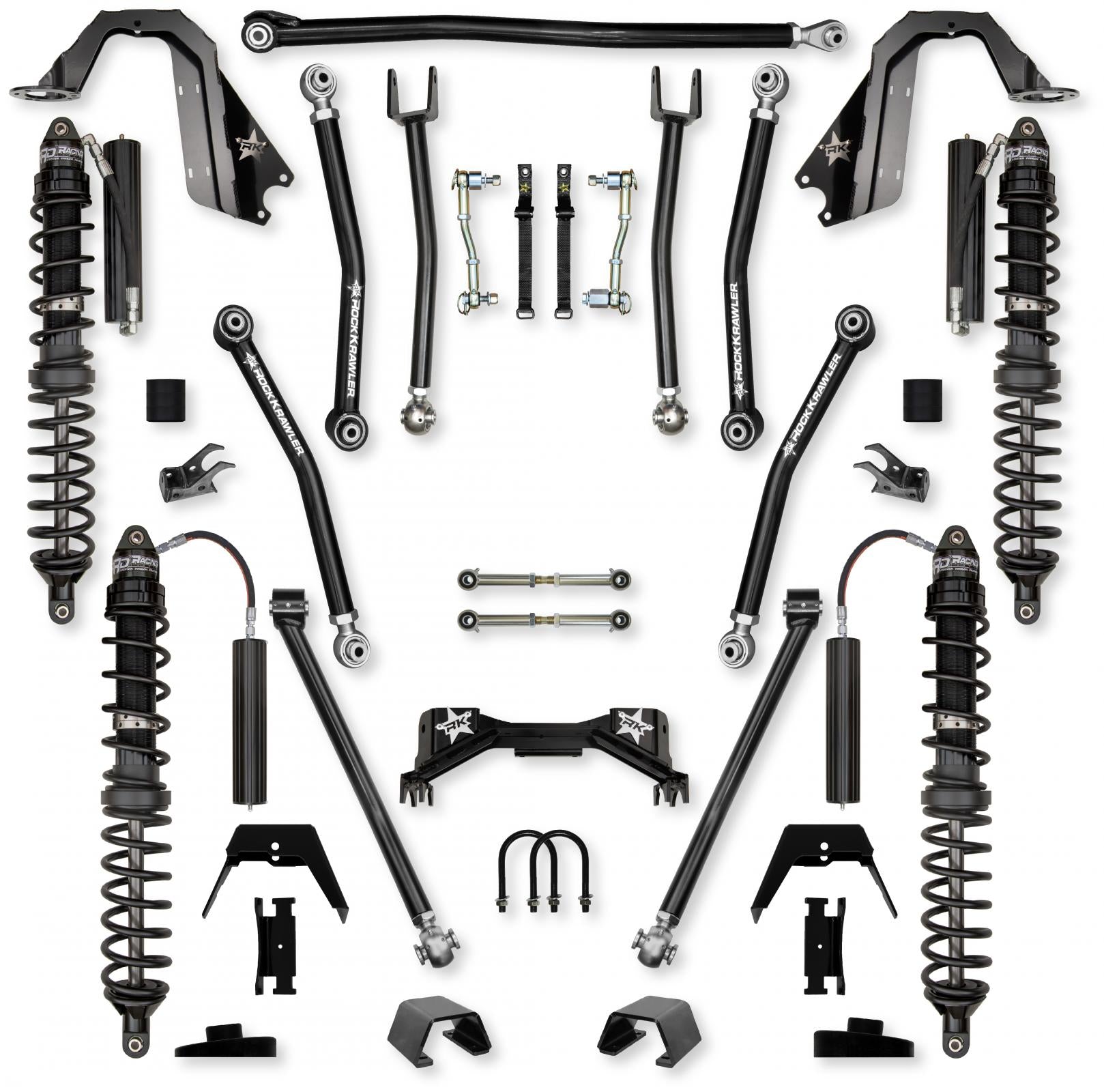 3.0 Inch Pro X Coilover Mid-Arm Suspension System for Jeep Gladiator JT Gas Models Trail Runner System Stage 1 Rock Krawler
