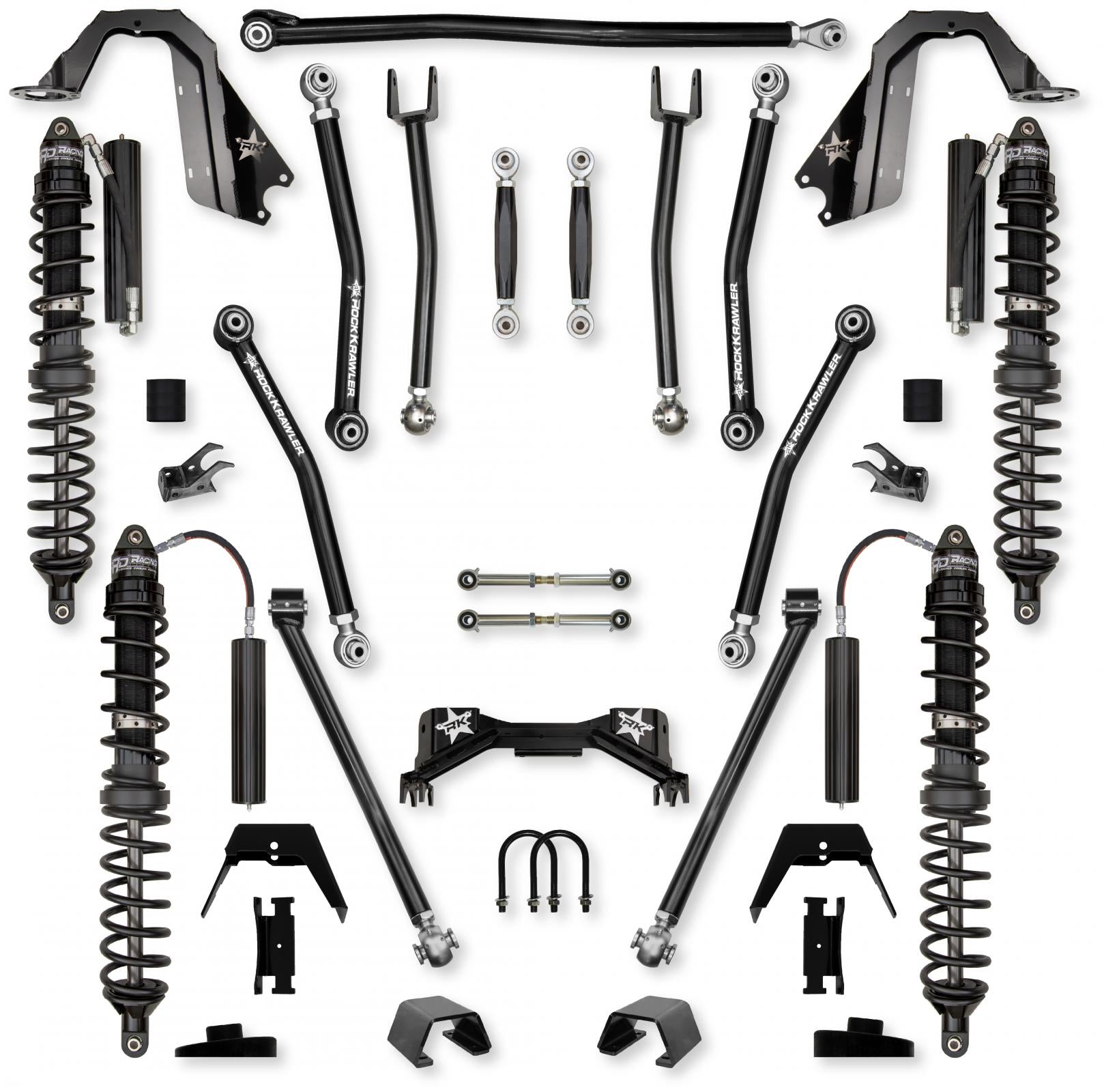 3.0 Inch Pro X Coilover No Limits Mid-Arm System for Jeep Gladiator JT Gas Models Trail Runner System Stage 1 Rock Krawler