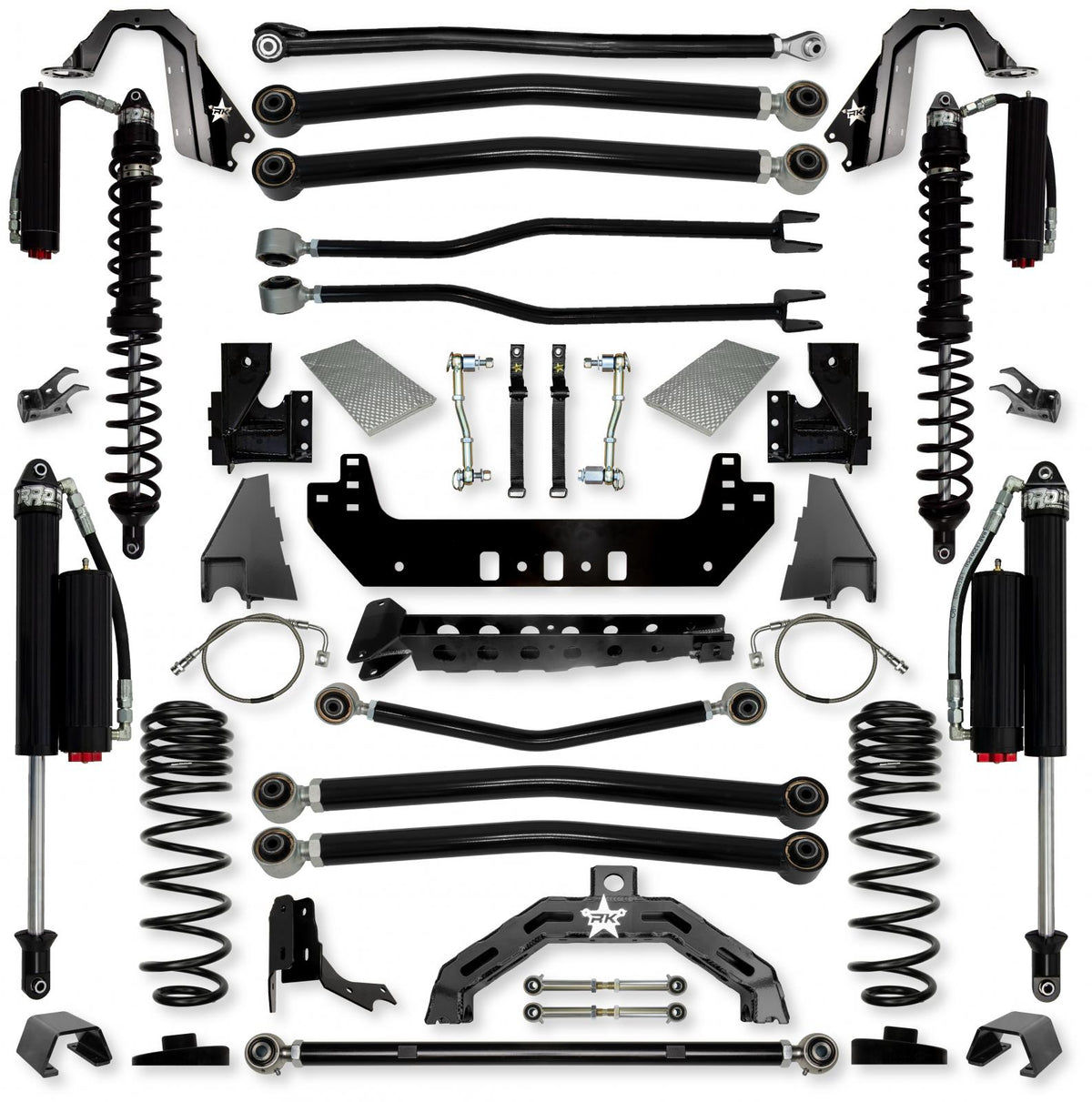 4.5 Inch Adventure X2 Coilover Long-Arm Suspension System for Jeep Gladiator JT Gas Models Comp System Stage 2 Rock Krawler
