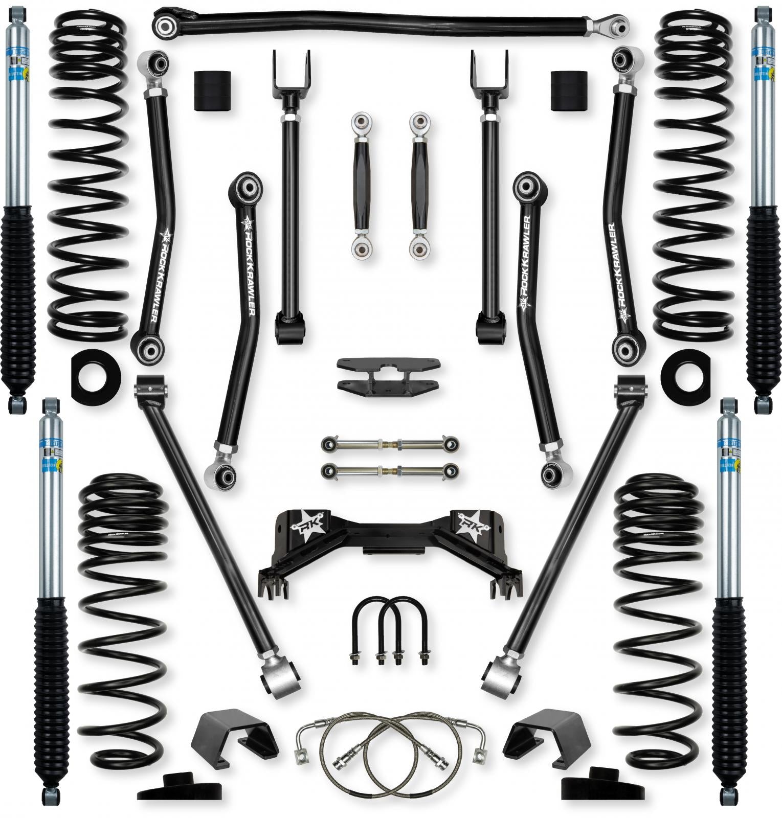 4.5 Inch Adventure X Pro No Limits Mid-Arm Suspension System for Jeep Gladiator JT Gas Models With Bilstein Shocks Rock Krawler