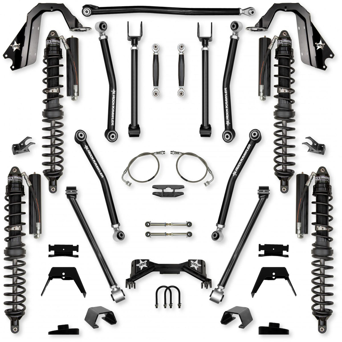 4.5 Inch Adventure X Pro Coilover No Limits Mid-Arm Suspension System for Jeep Gladiator JT Gas Models Trail Runner System Stage 1 Rock Krawler