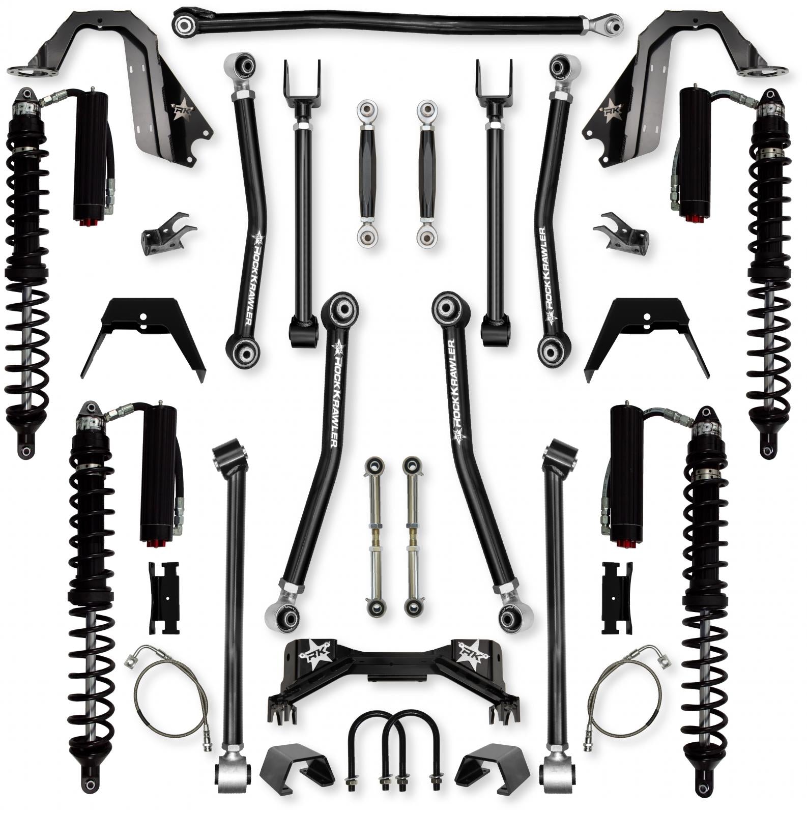 4.5 Inch Adventure X Pro Coilover No Limits Mid-Arm Suspension System for Jeep Gladiator JT Gas Models Trail Runner System Stage 2 Rock Krawler