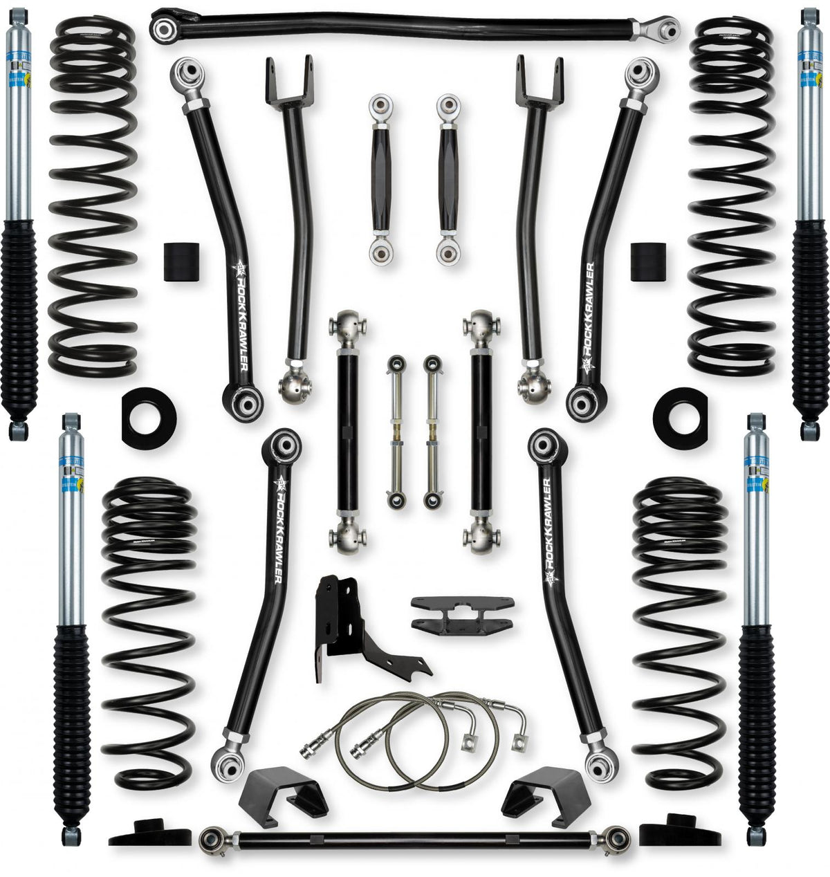 4.5 Inch X-Factor No Limits Mid-Arm Suspension System for Jeep Gladiator JT Diesel Models With Bilstein Shocks Rock Krawler