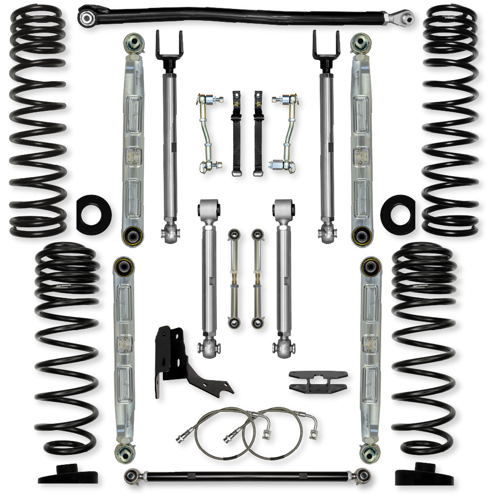 4.5 Inch X-Factor Pro Elite No Limits Mid-Arm Suspension System for Jeep Gladiator JT Gas Models With No Shocks Rock Krawler
