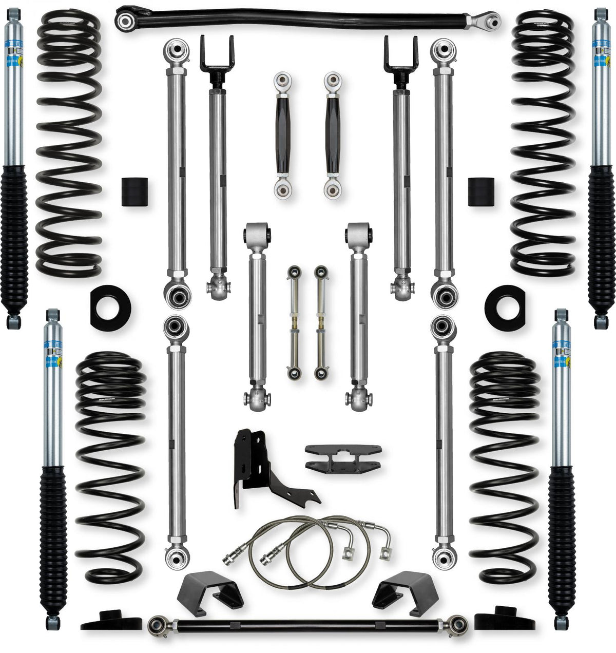 4.5 Inch X-Factor PRO No Limits Mid-Arm Suspension System for Jeep Gladiator JT Diesel Models With Bilstein Shocks Rock Krawler