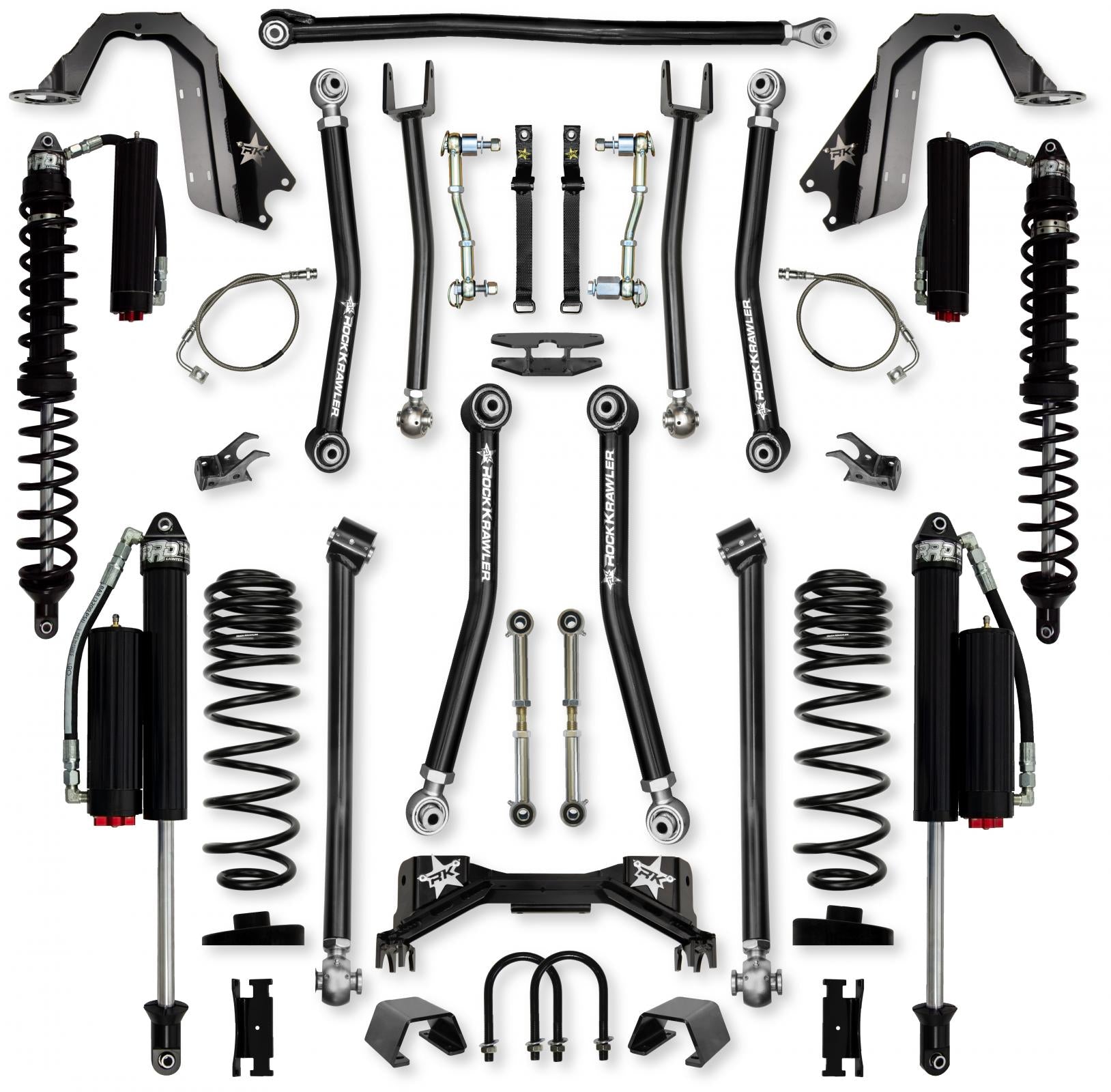 4.5 Inch Pro X Coilover Mid-Arm Suspension System for Jeep Gladiator JT Gas Models Comp System Stage 2 Rock Krawler