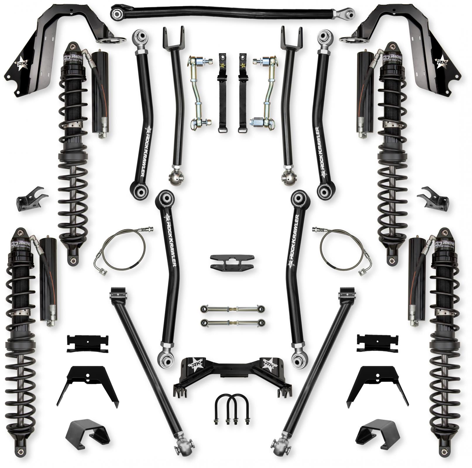 4.5 Inch Pro X Coilover Mid-Arm Suspension System for Jeep Gladiator JT Gas Models Trail Runner System Stage 1 Rock Krawler
