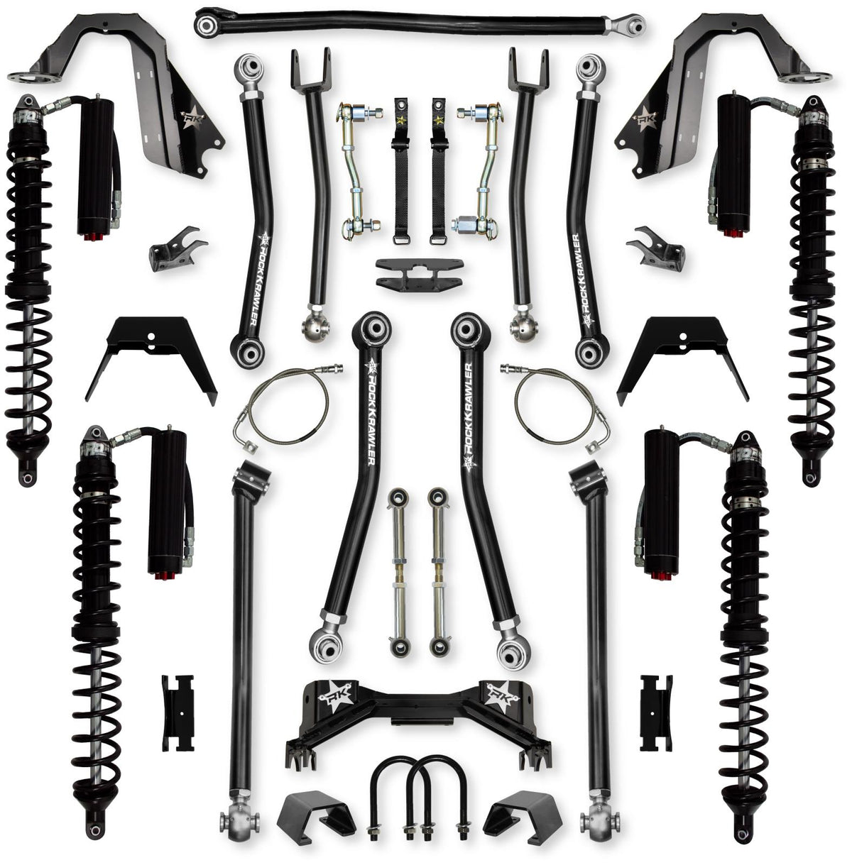 4.5 Inch Pro X Coilover Mid-Arm Suspension System for Jeep Gladiator JT Gas Models Trail Runner System Stage 2 Rock Krawler