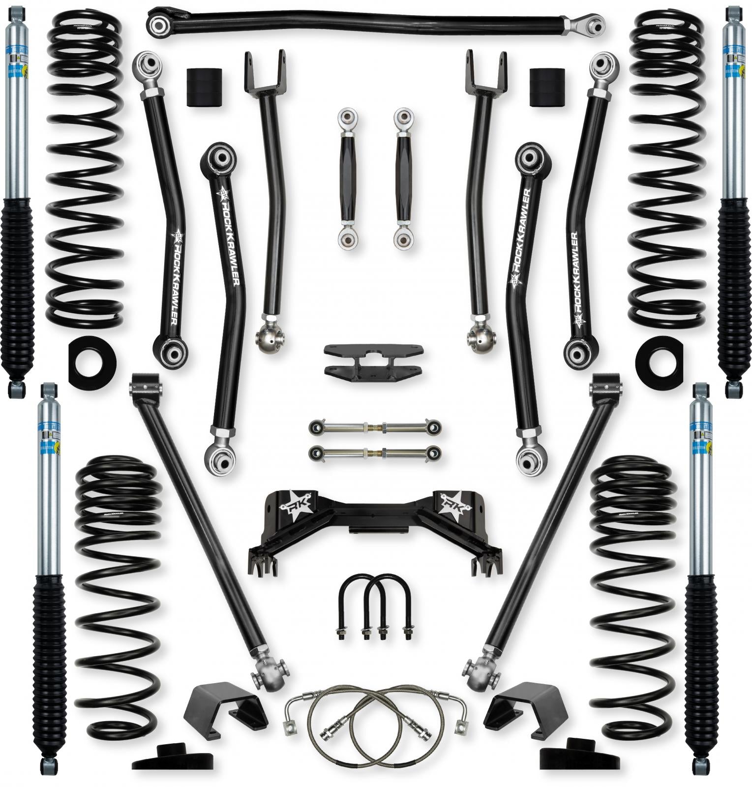 4.5 Inch Pro X No Limits Mid-Arm System for Jeep Gladiator JT Gas Models Comp Stage 1 With Bilstein Shocks Rock Krawler