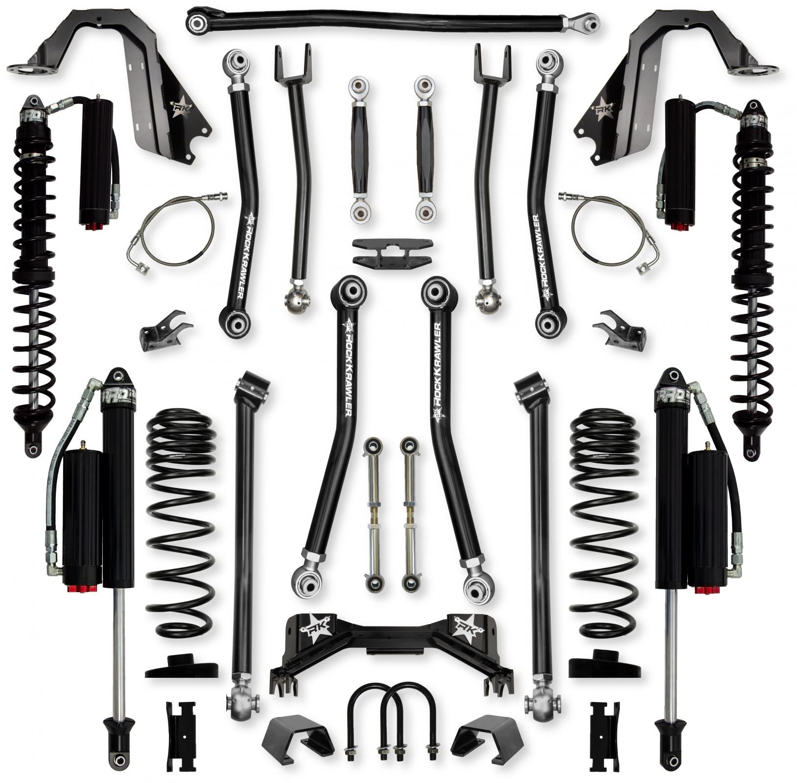 4.5 Inch Pro X Coilover No Limits Mid-Arm System for Jeep Gladiator JT Gas Models Comp System Stage 2 Rock Krawler