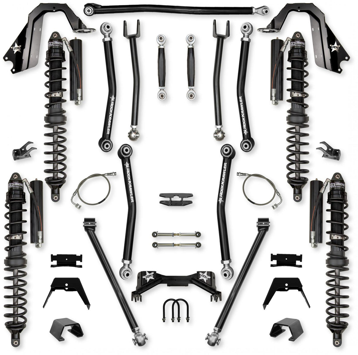4.5 Inch Pro X Coilover No Limits Mid-Arm System for Jeep Gladiator JT Gas Models Trail Runner System Stage 1 Rock Krawler