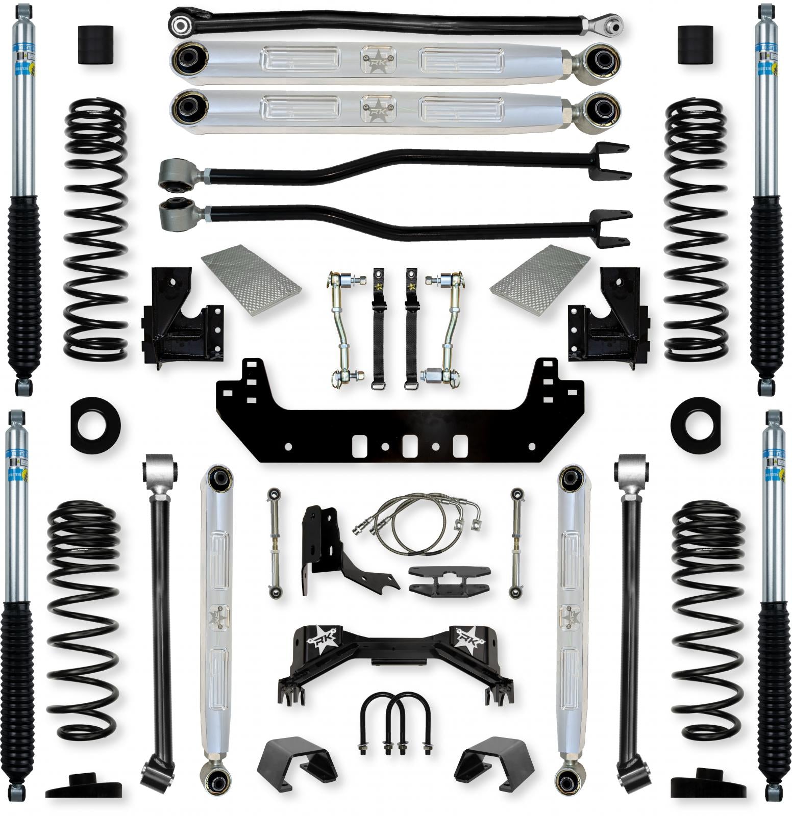 4.5 Inch Silverback Pro Elite Long-Arm Suspension System for Jeep Gladiator Gas Models With Bilstein Shocks Rock Krawler