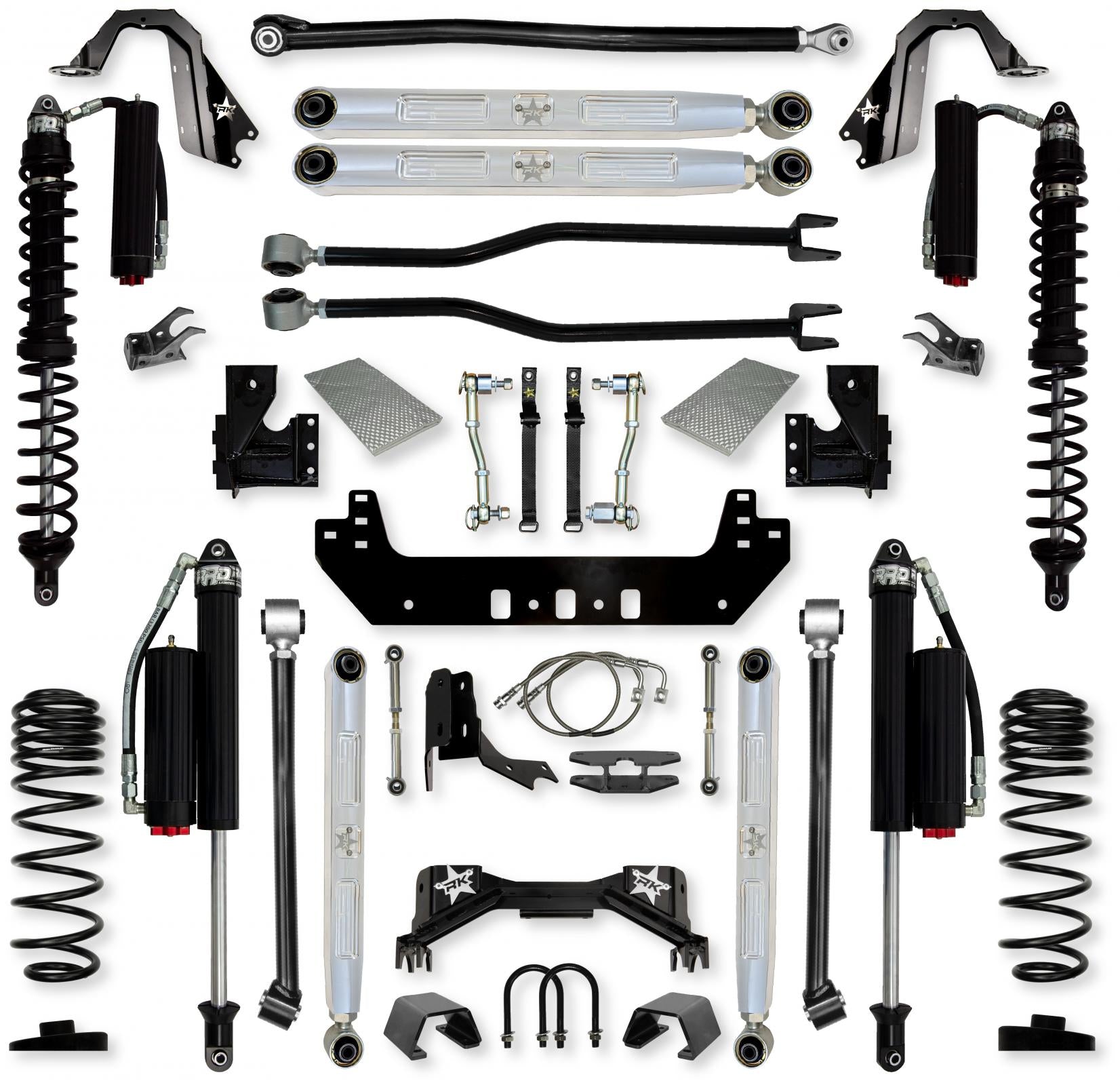 4.5 Inch Silverback Pro Elite COILOVERS Long-Arm Suspension System for Jeep Gladiator Gas Models Comp System Stage 2 Rock Krawler