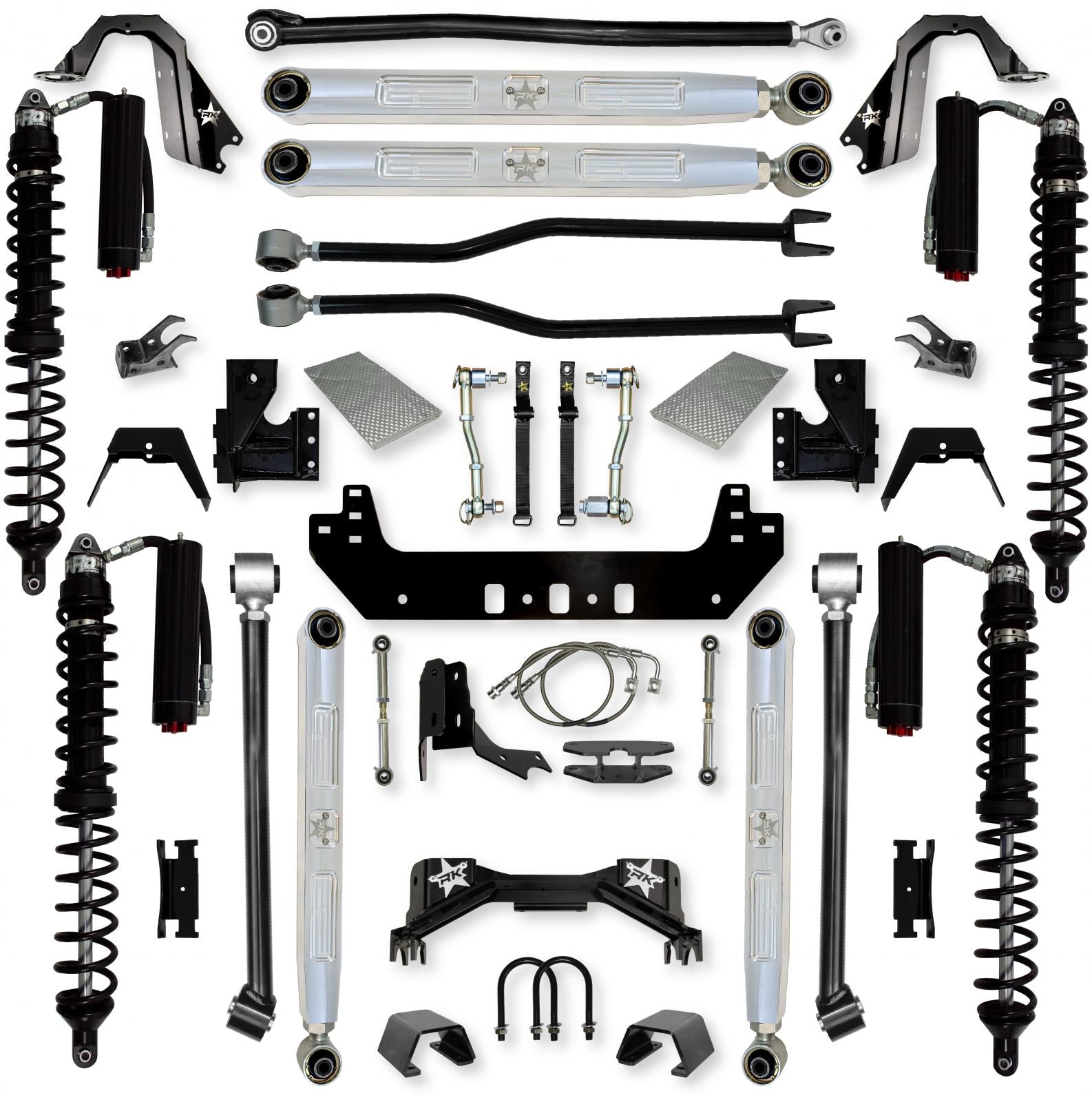 4.5 Inch Silverback Pro Elite COILOVERS Long-Arm Suspension System for Jeep Gladiator Gas Models Trail Runner System Stage 2 Rock Krawler