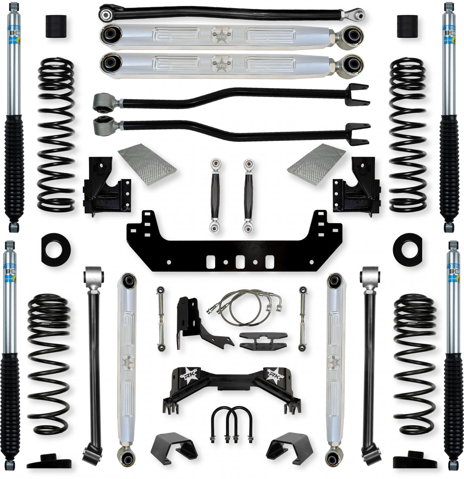 4.5 Inch Silverback Pro Elite No Limits Long-Arm Suspension System for Jeep Gladiator Gas Models With Bilstein Shocks Rock Krawler