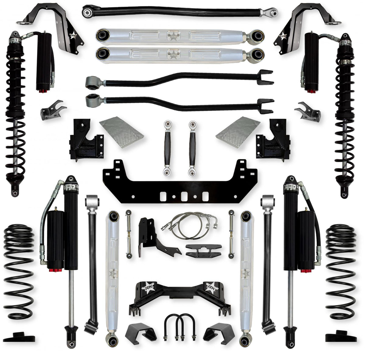 4.5 Inch Silverback Pro Elite Coilover No Limits Long-Arm Suspension System for Jeep Gladiator Gas Models Comp System Stage 2 Rock Krawler