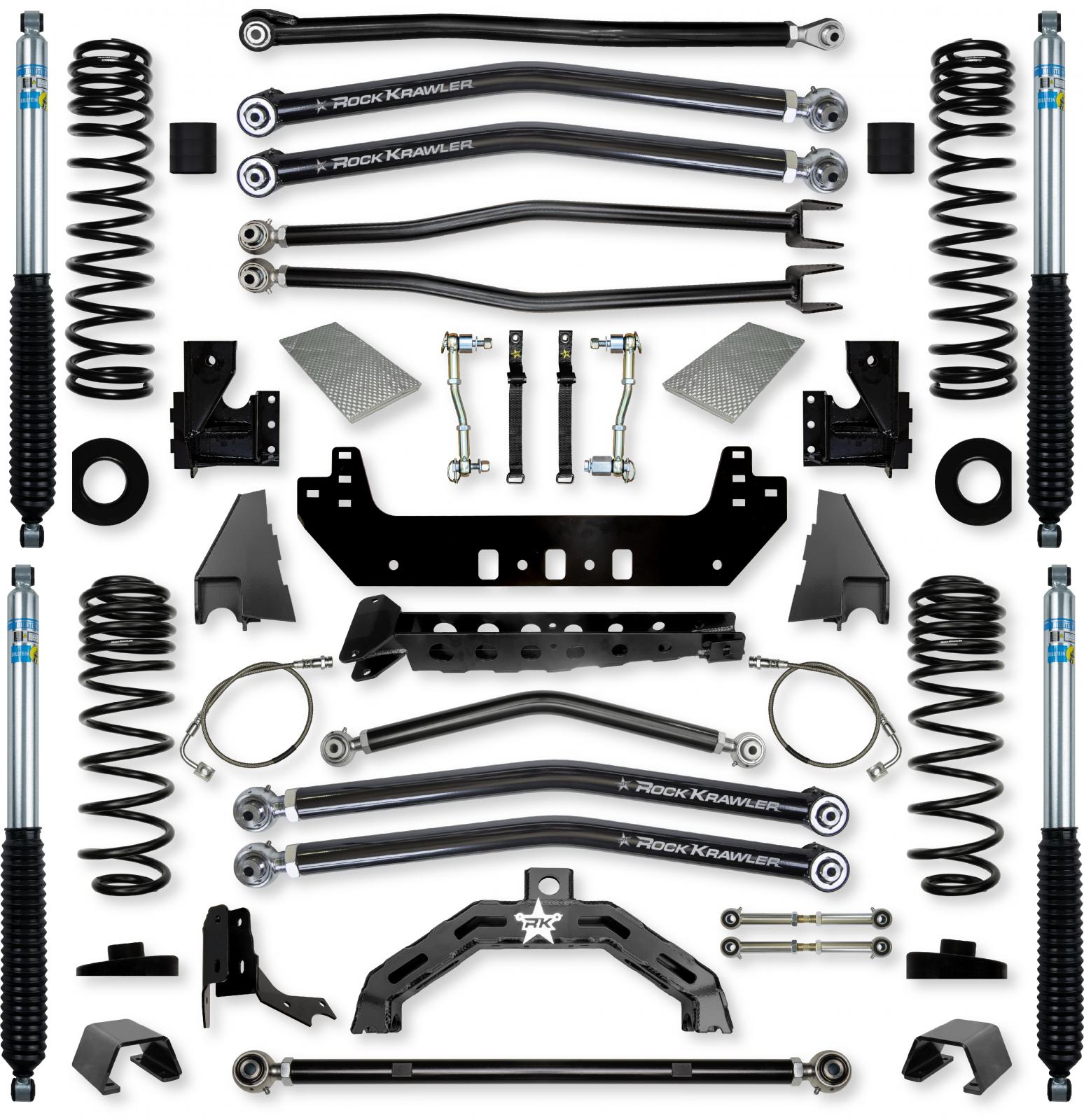 4.5 Inch X-Factor X2 Long-Arm Suspension System for Jeep Gladiator JT Diesel Models With Bilstein Shocks Rock Krawler