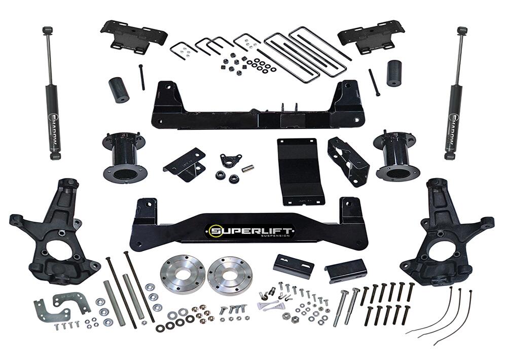 6.5 Inch Lift Kit 2014-2016 Chevy Silverado and GMC Sierra 1500 4WD with Cast Steel Control Arms with Superlift Rear Shocks Superlift